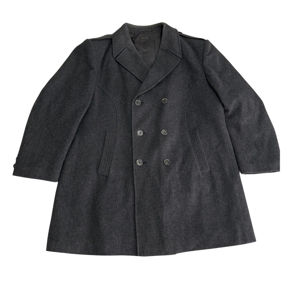 Vintage Virany Double Breasted Wool Overcoat Peacoat Charcoal Men's Size 38L 25w